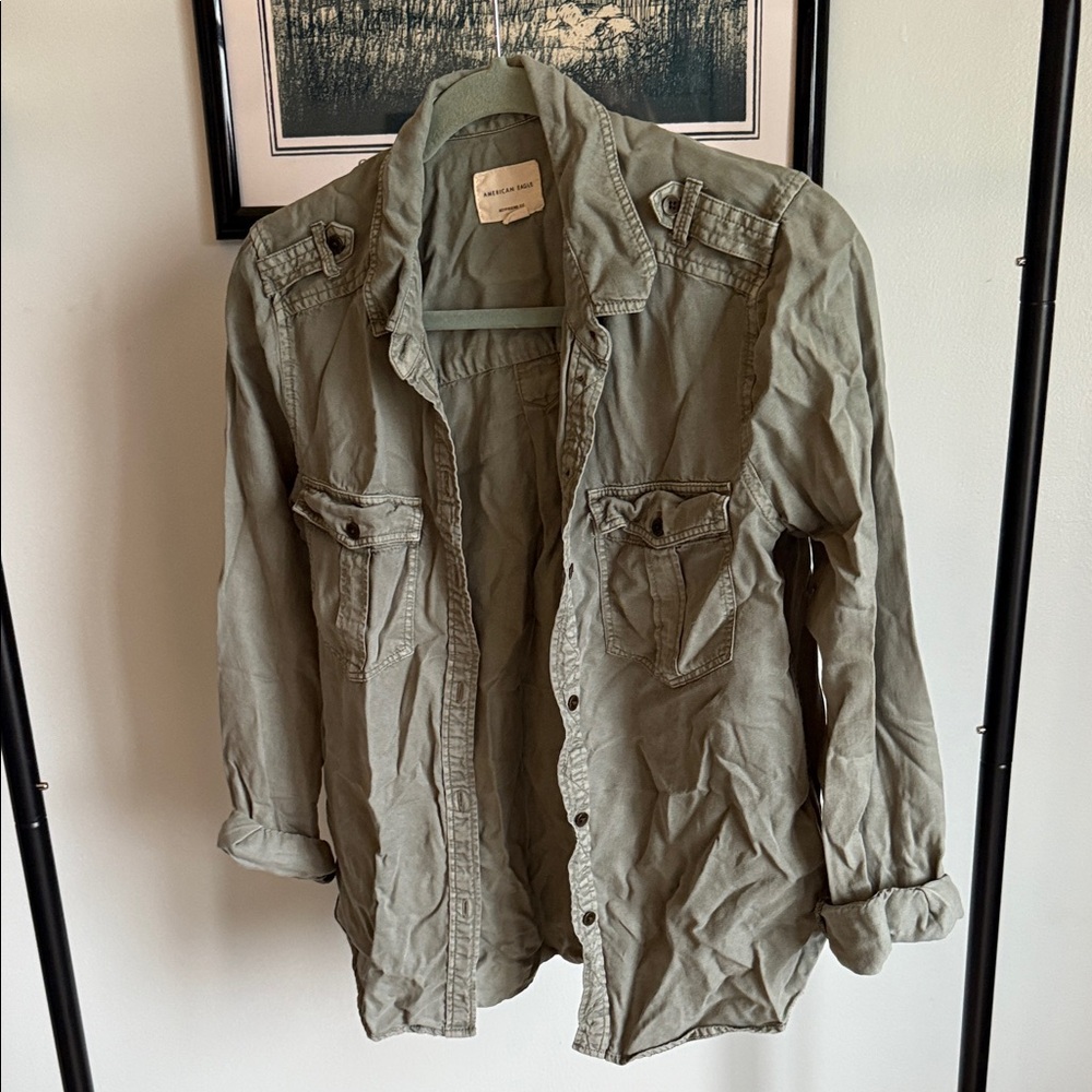 Women’s Olive Utility Shirt Jacket